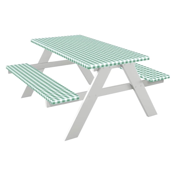 Kadlawus Under $5 ! Waterproof Outdoor Table Cover Set with Bench Covers Picnic Tablecloth Elastic Edge Flannel Back Lattice Design Patio Garden
