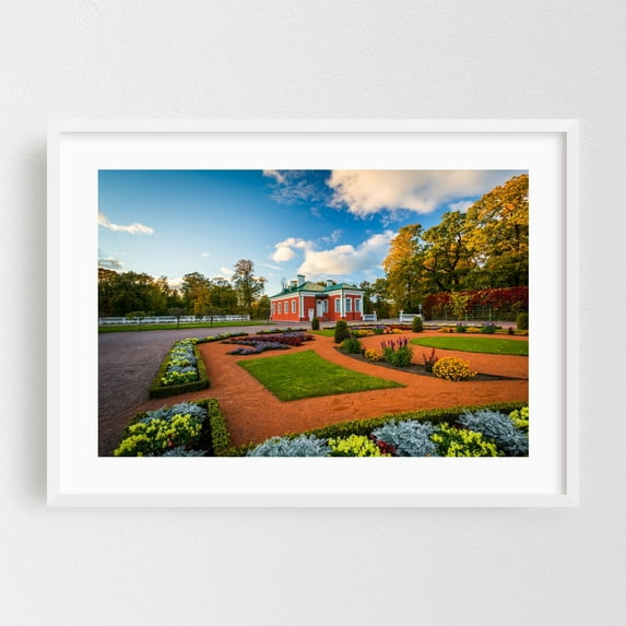 Kadriorg Palace - Tallinn Estonia Photography Autumn Architecture Scenic Nature Landscape Flowers White Framed Wall Art Print 5 x 7 inches