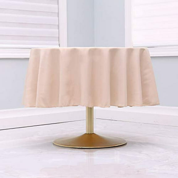 Kadut Beige Tablecloth - 70" Inch Round Tablecloths for Circular Table Cover in Beige Washable Polyester - Great for Buffet Table, Parties, Holiday Dinner & More
