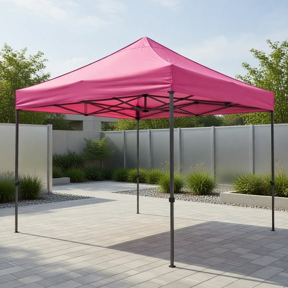 Kadyn 10 ft x 10 ft Pop-Up Canopy Tent Heavy-Duty Carbon Steel Frame, Water-Resistant 420D Oxford Fabric, 3-Position Height Adjustment, Wheeled Carry Bag Pink