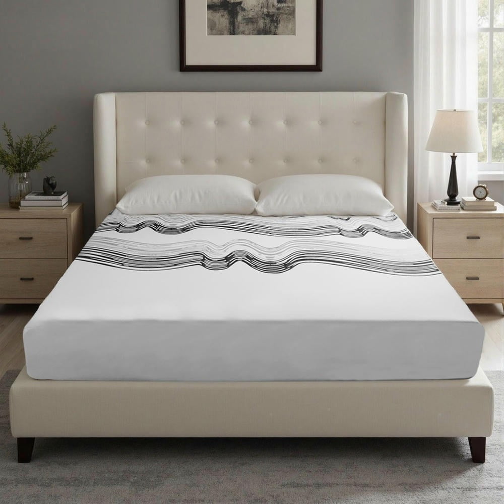 Kadyn 12 Inch King Size Cooling Mattress High Rebound Support Sterilizing Breathable Long Lasting Comfort Eco Materials Modern Bedroom Styling, White