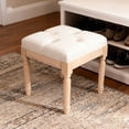 thumbnail image 1 of Kadyn 15.75" Small Square Upholstered Bench, Rustic Ottoman Vanity Stool for Home Bedroom, Padded Ottoman Bench with Sturdy Solid Legs, Classic Beige, 1 of 11