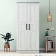 thumbnail image 1 of Kadyn 2 Door Armoire Wardrobe Closet with LED Lights, 68" Large Wardrobe Armoire with 4 Storage Shelves, Modern Wooden Armoire Storage with Hanging Rod for Bedroom, Gray, 1 of 11