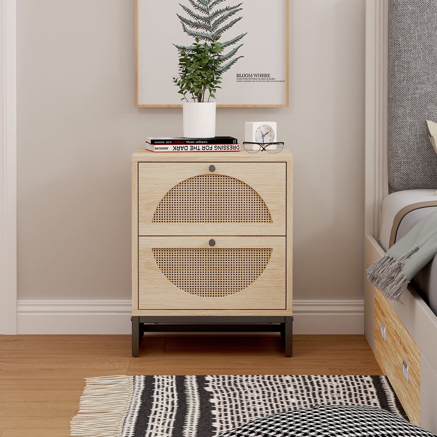 Kadyn 2 Drawer Nightstand Set of 2, Bedside Table for Bedroom and Living Room, Nightstand Side Table with Storage Drawer, Natural Kadyn 2 Drawer Nightstand Set of 2, Bedside Table for Bedroom and Living Room, Nightstand Side Table with Storage Drawer, Natural