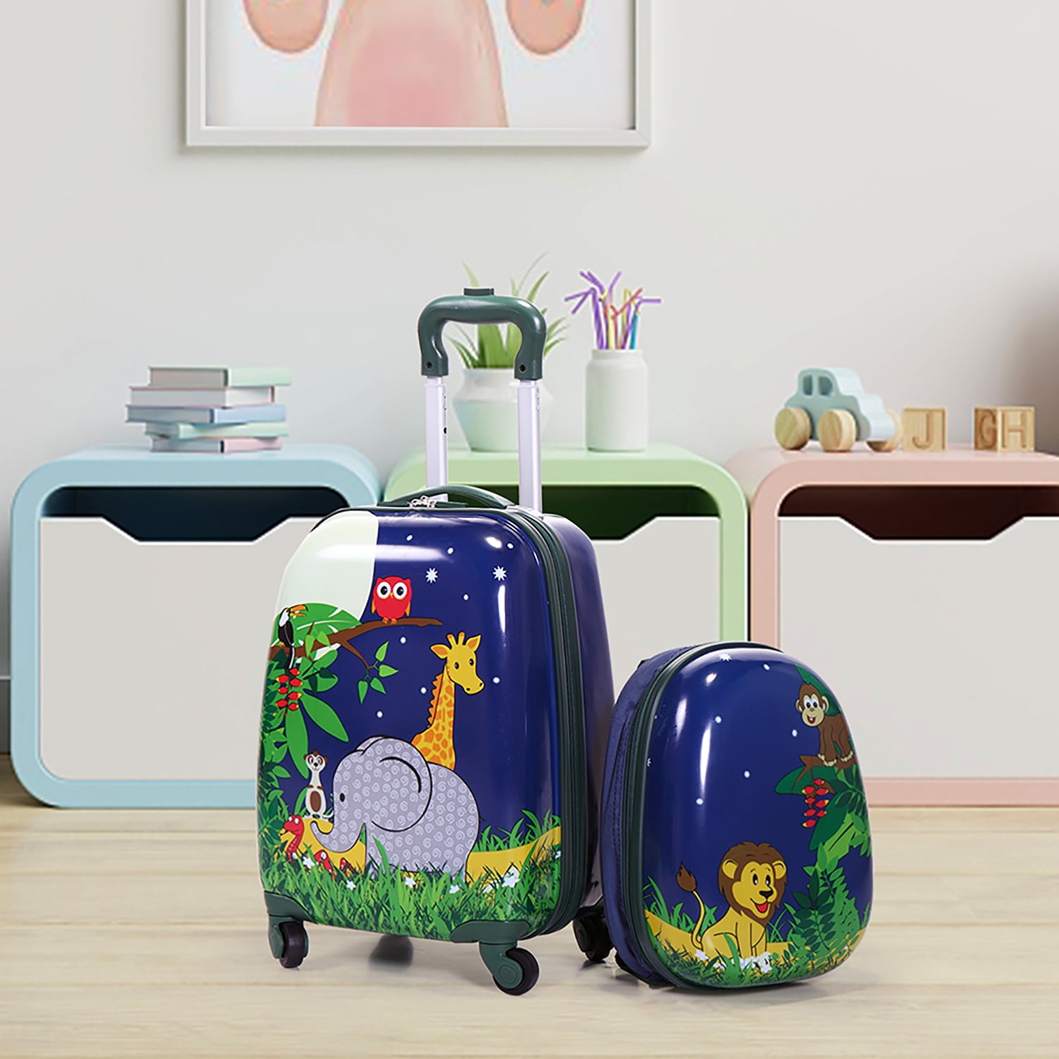 Kadyn 2 PCS Kids Luggage Set, 12" Backpack and 16" Spinner Case with 4 Universal Wheels, Travel Suitcase for Boys Girls, Navy Blue Kadyn 2 PCS Kids Luggage Set, 12" Backpack and 16" Spinner Case with 4 Universal Wheels, Travel Suitcase for Boys Girls, Navy Blue