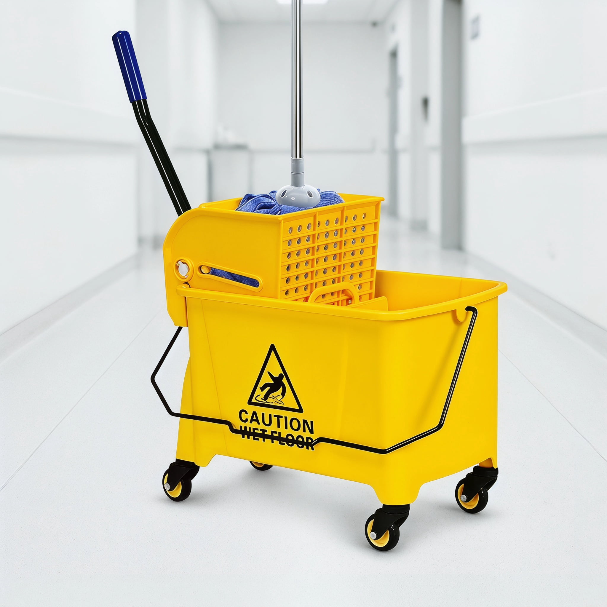 Kadyn 21 Quart Mop Bucket Side Press Wringer on Wheels With Panel