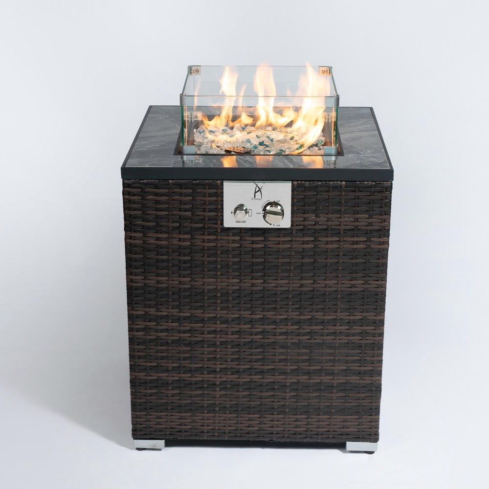 Kadyn 24" Outside Fire Pits with 50000 BTU and Beautiful Wicker Base, Smokeless Fire Pit for Outside, Patio Deck, Garden, Backyard, Espresso