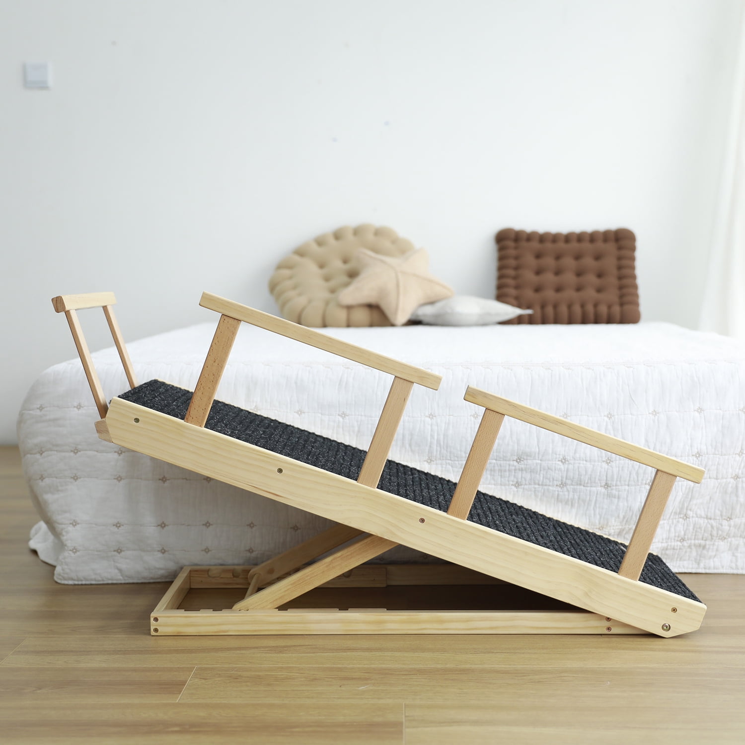 Kadyn 24" Tall Wood Pet Ramp, Folding Portable Dog Cat Ramp with Safety Side Rails 4 Levels Height Adjustable from 9.3" to 24" Dog Stairs for Car, SUV, Bed, Black Kadyn 24" Tall Wood Pet Ramp, Folding Portable Dog Cat Ramp with Safety Side Rails 4 Levels Height Adjustable from 9.3" to 24" Dog Stairs for Car, SUV, Bed, Black