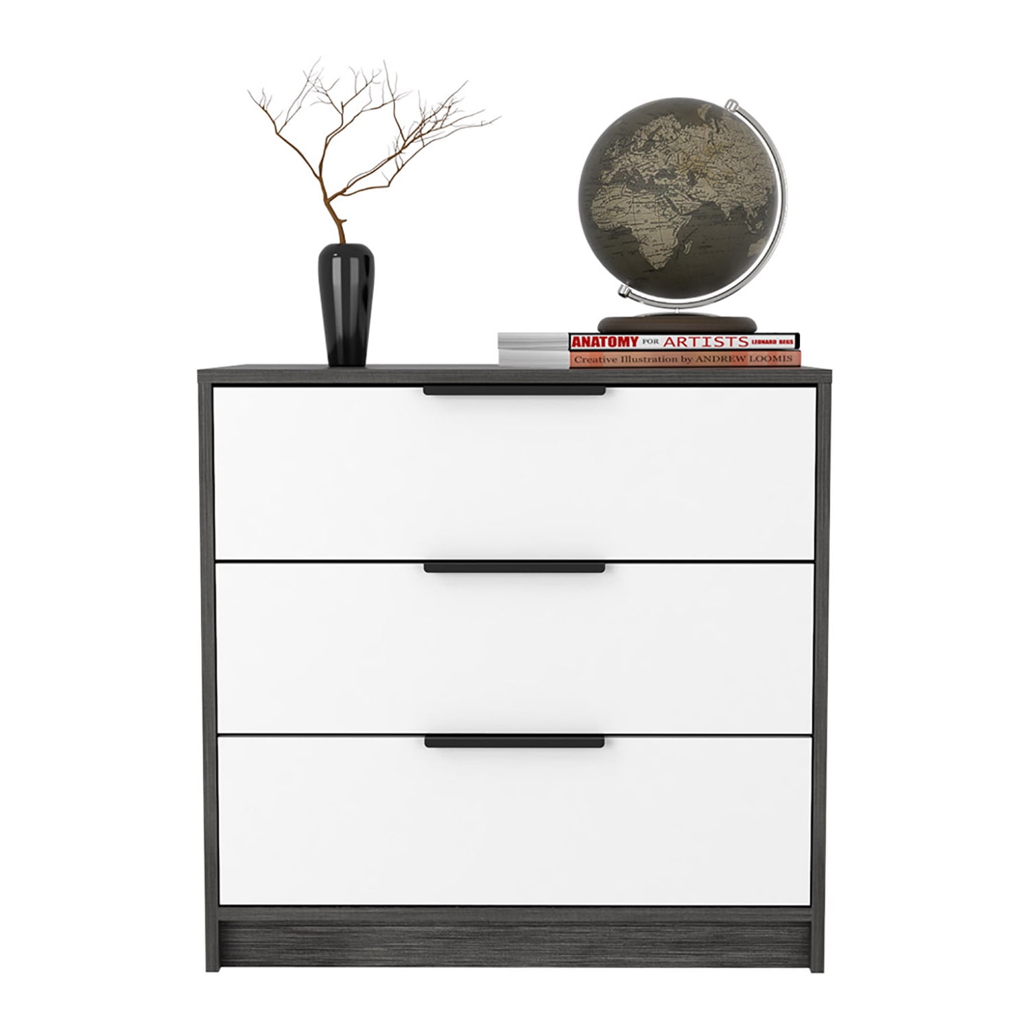 Kadyn 27" 3 Drawers Dresser, Chest of Drawers for Living Room, Gray Particle Board Nightstand Kadyn 27" 3 Drawers Dresser, Chest of Drawers for Living Room, Gray Particle Board Nightstand
