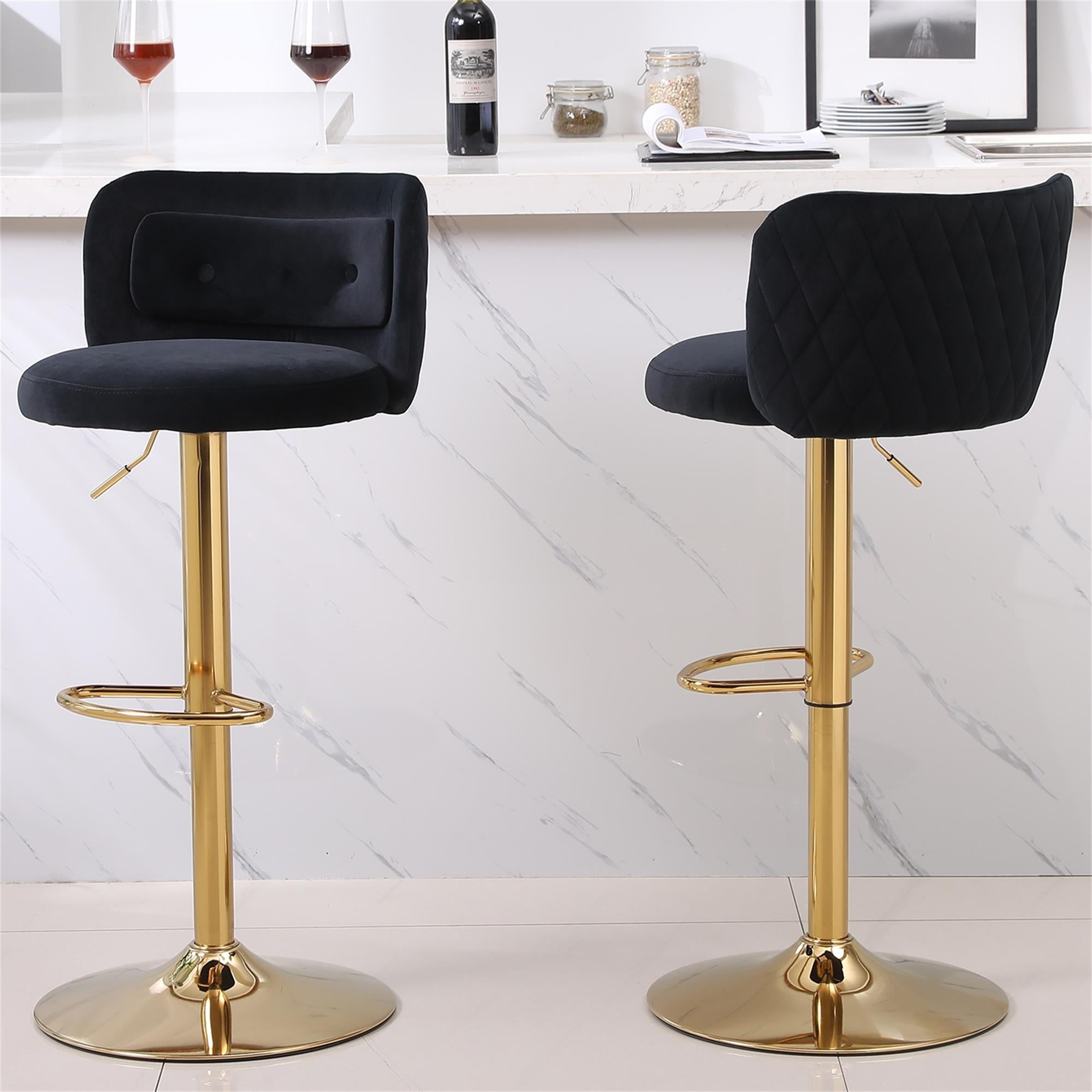 Kadyn 2pcs Modern Adjustable Counter Height Barstools with Back& Footrest for Kitchen, Black Kadyn 2pcs Modern Adjustable Counter Height Barstools with Back& Footrest for Kitchen, Black