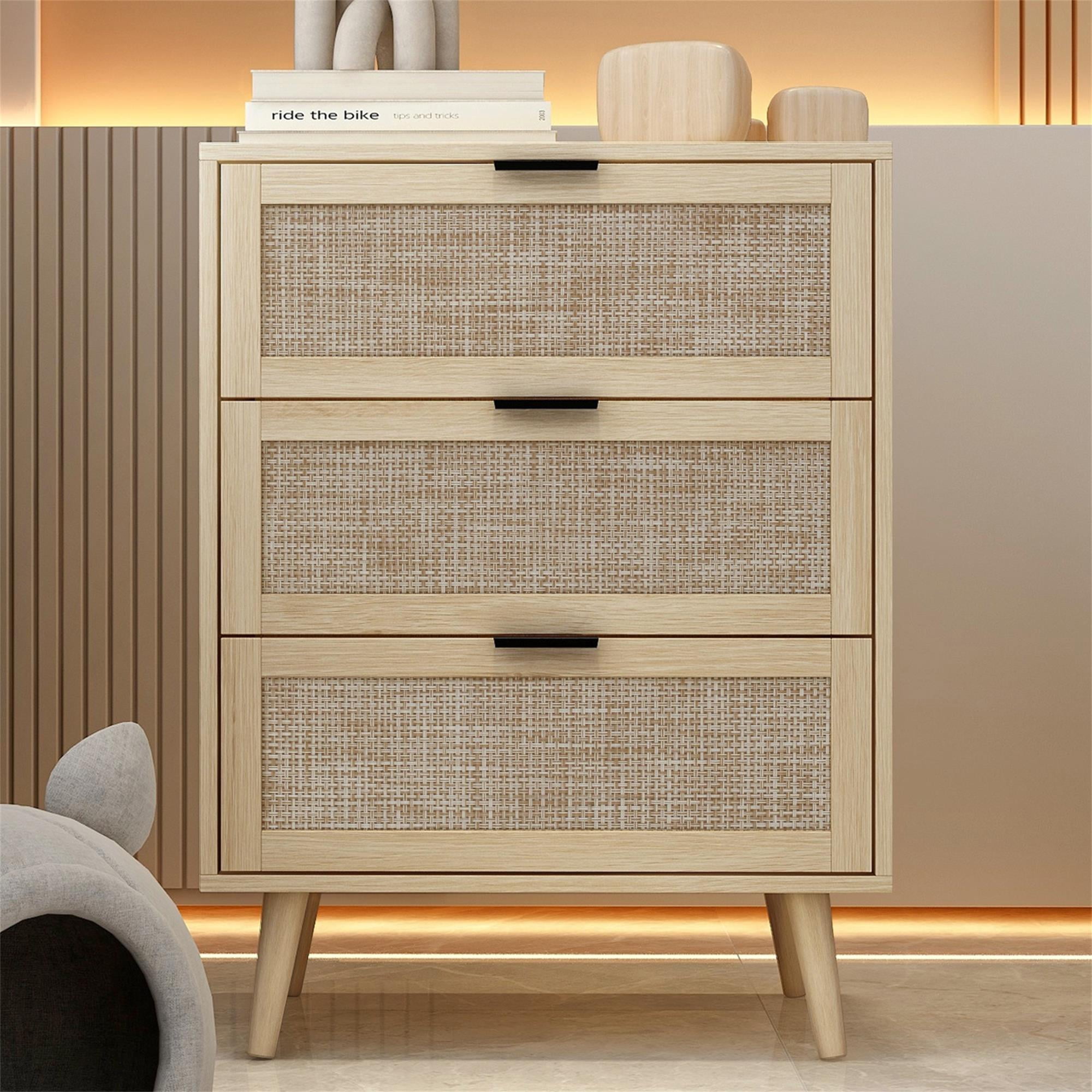 Kadyn 3 Drawer Cabinet, Chest of Drawers for Bedroom, Nightstand with Wood Feet, Natural Kadyn 3 Drawer Cabinet, Chest of Drawers for Bedroom, Nightstand with Wood Feet, Natural