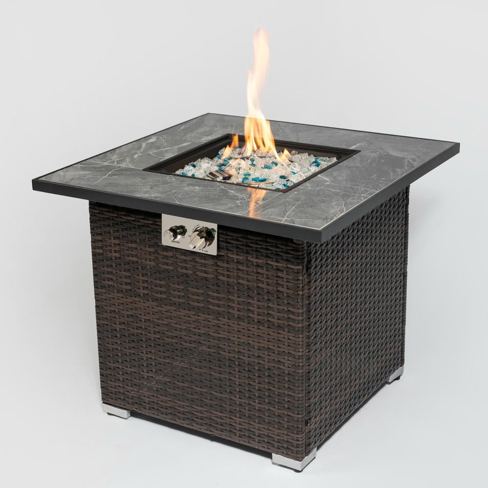 Kadyn 30" Outside Fire Pits with 50000 BTU and Beautiful Wicker Base, Smokeless Fire Pit for Outside, Patio Deck, Garden, Backyard, Brown