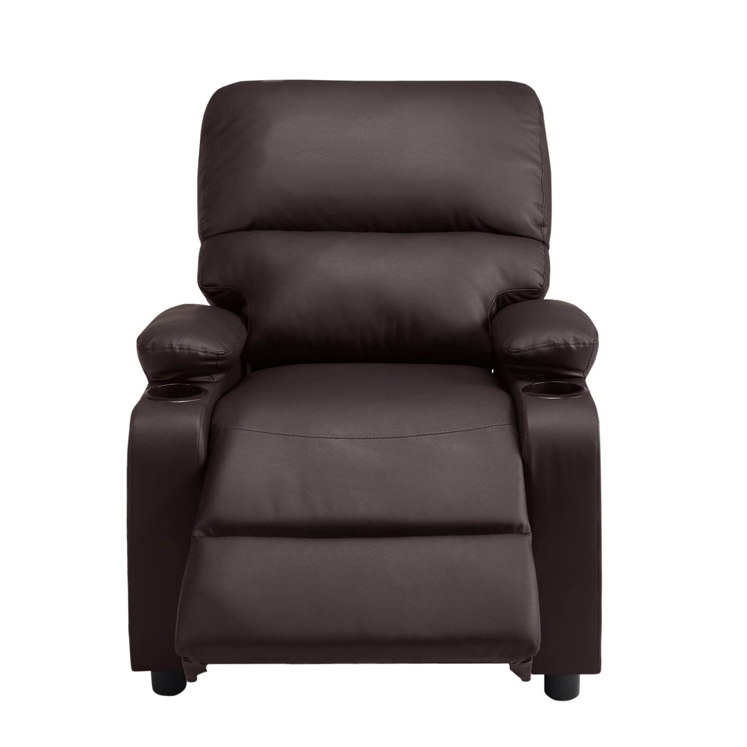 Kadyn 31.5" Faux leather reclining chair, Pu Upholstered reclining chair, Pushback Recliner Chair for Bedroom, Brown