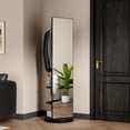 thumbnail image 1 of Kadyn 360 Degree Rotating 69 by 16 Inch Full Length Mirror with Storage Hook Rack, Multifunctional Solid Wood Floor Mirror for Bedroom Living Room, Black, 1 of 9