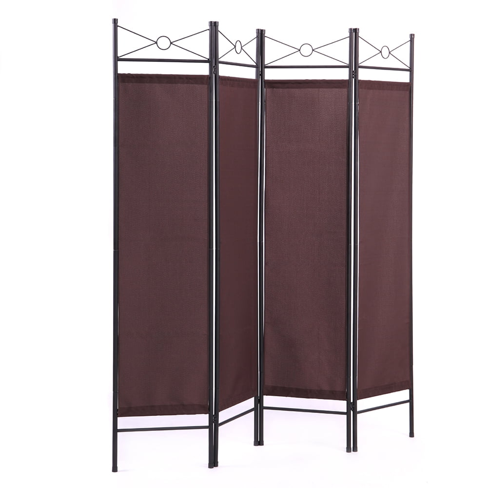 Kadyn 4 Panel Partition Room Separators Black, Folding Indoor Divider for Home, Office Room Divider for Living Room, Brown