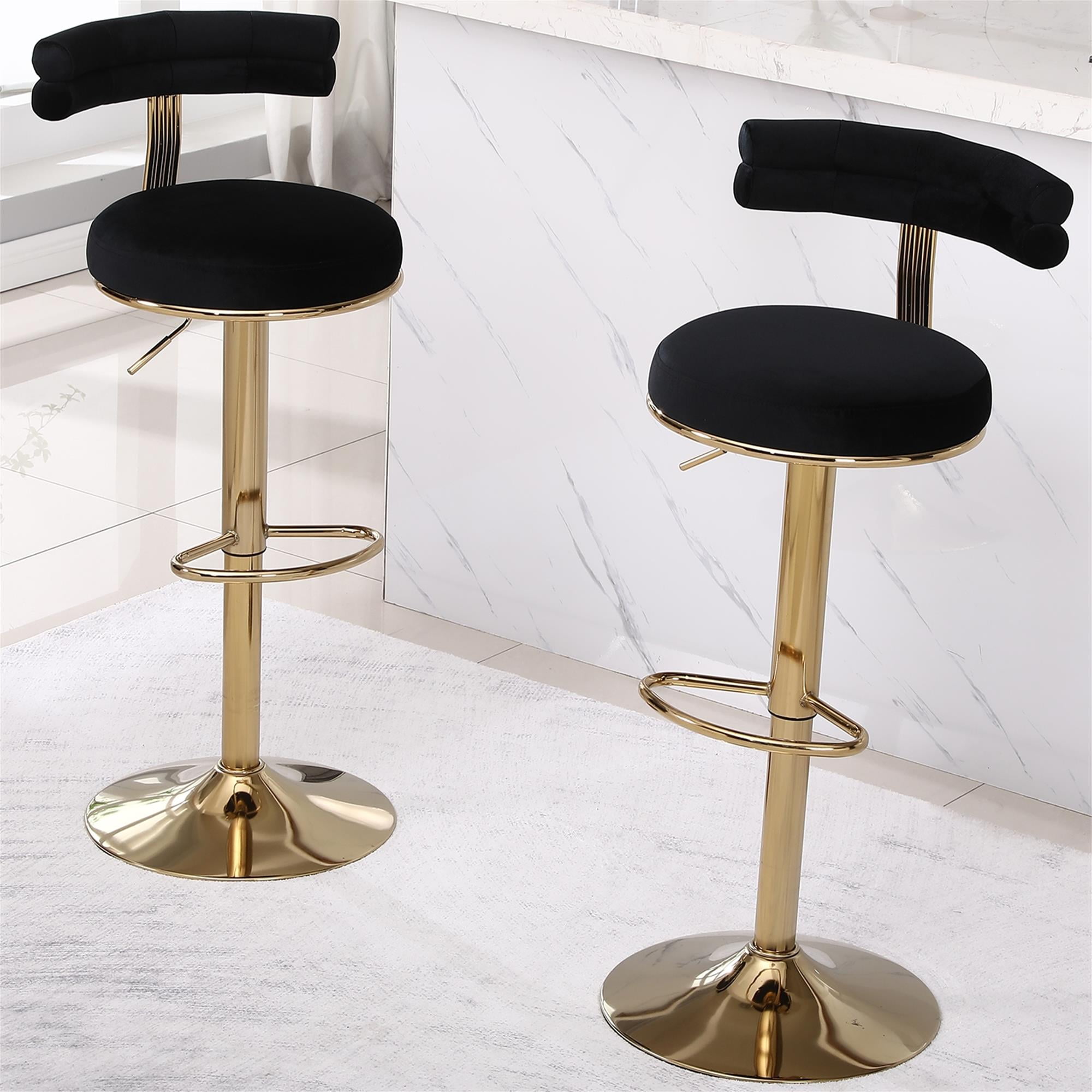 Kadyn 40.55" 2PCS Swivel Bar Stool, Adjustable Counter Height Barstools with Back and Footrest, Modern Black Bar Chair for Home Counter Kadyn 40.55" 2PCS Swivel Bar Stool, Adjustable Counter Height Barstools with Back and Footrest, Modern Black Bar Chair for Home Counter