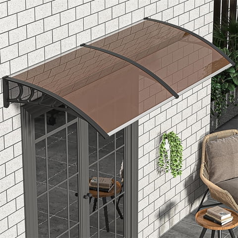 Kadyn 40"x 35" Window Door Awning, Patio Cover Awning for Outdoor, Awning Canopy for Patio, Brown