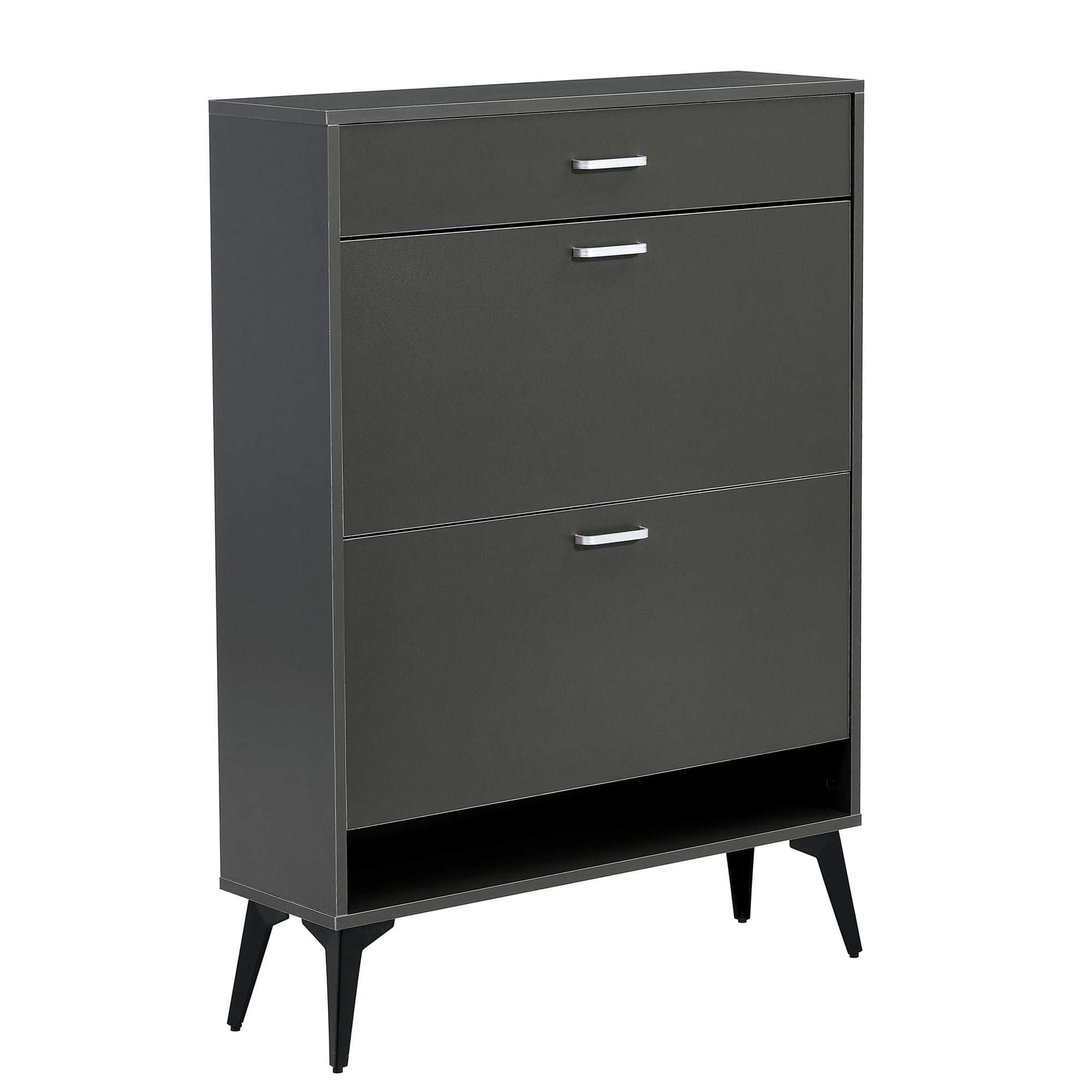 Kadyn 43.30"H Antique Gray Shoe Storage Cabinet, Freestanding Shoe Rack Shoe Cupboard Organizer for Entryway with Metal Leg