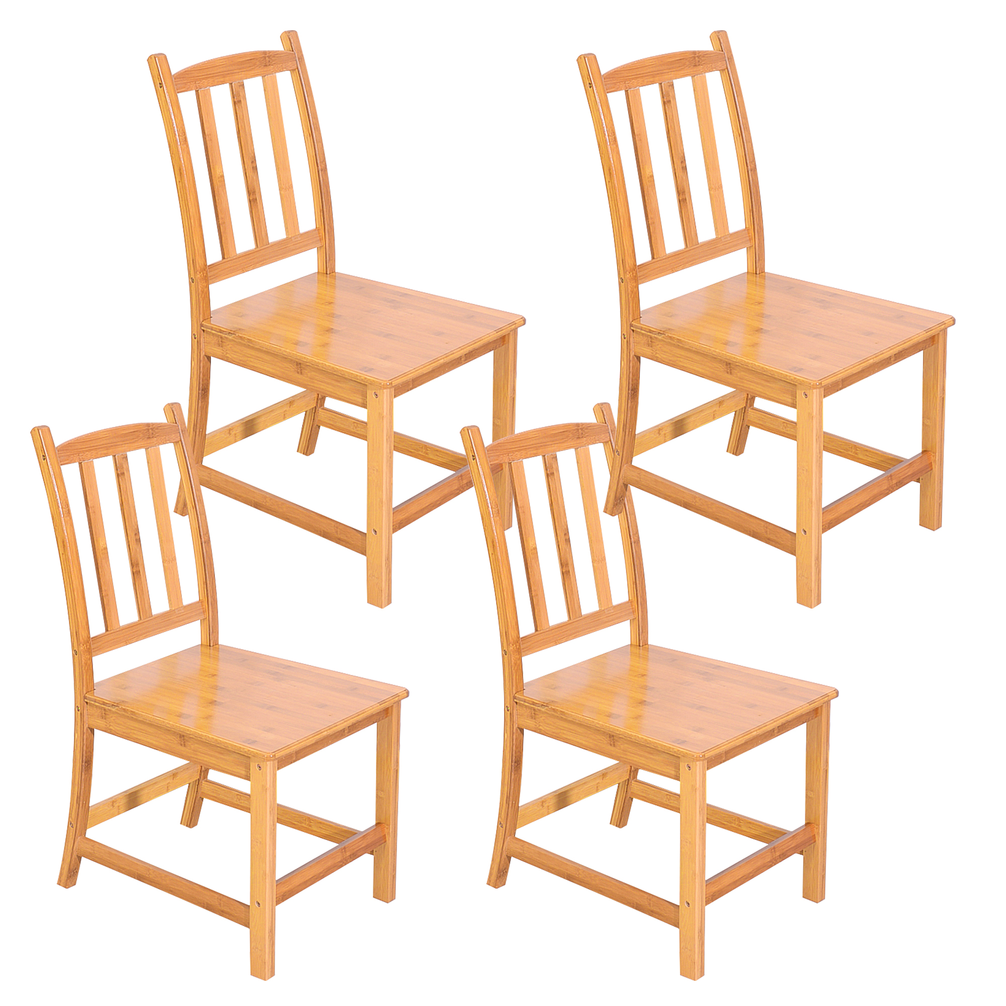 Kadyn 4pcs Bamboo Dining Chairs, kitchen chairs with Backrest, Dining Side Chairs for Living Room, Wood Color