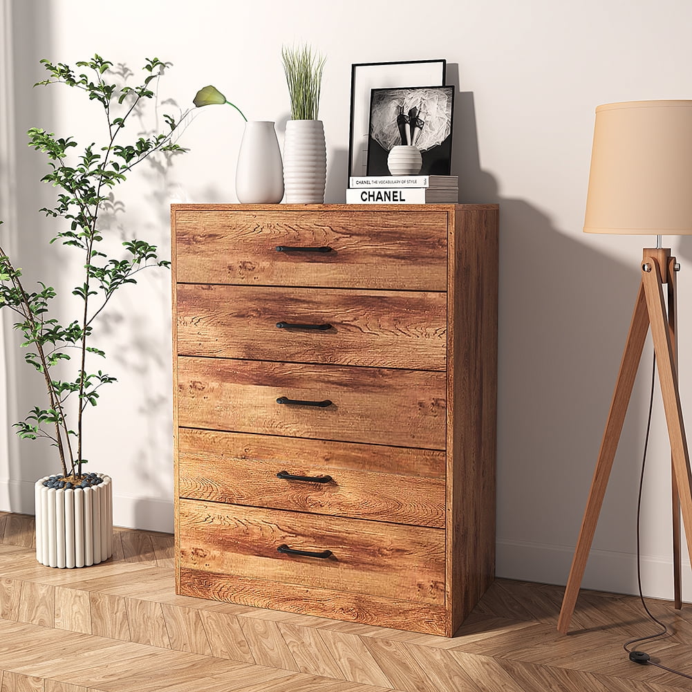 Kadyn 5 Drawer Chest for Bedroom, Wooden Tall Cabinet, Dresser Organizer, Vertical Storage Hanging Cabinet in Original Wood, Durable Side Table Nightstand Kadyn 5 Drawer Chest for Bedroom, Wooden Tall Cabinet, Dresser Organizer, Vertical Storage Hanging Cabinet in Original Wood, Durable Side Table Nightstand