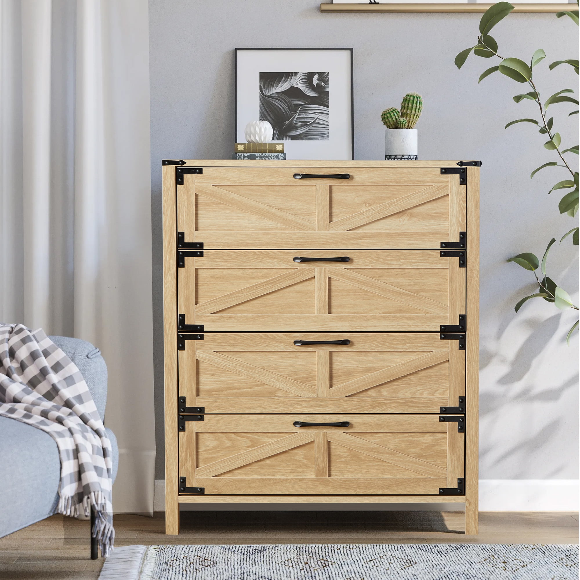 Kadyn 4 Drawer Chest for Bedroom, Wooden Tall Cabinet, Dresser ...