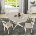 thumbnail image 1 of Kadyn 5 Piece Kitchen Dining Table and Chair Set, Dining Table Set for 4, Round Table and 4 Kitchen Room Chairs, Antique White, 1 of 11