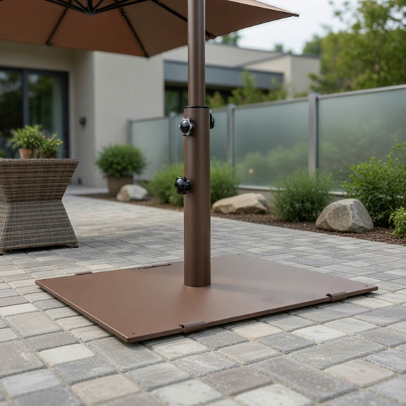 Kadyn 50 lb Mobile Square Patio Umbrella Weighted Base, 24 Inch Steel and PP Hybrid Stand With Rolling Wheels, WeatherResistant Outdoor Shade Anchor, Black