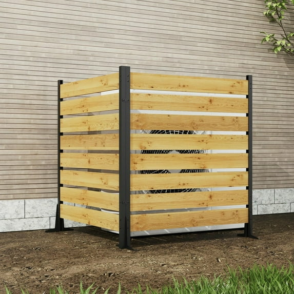 Kadyn 55"H x 38.5"W (2 Panels) Cedar Wood Privacy Screen, Outdoor Privacy Walls, Privacy Wood Fence for Pool Equipment Enclosure, Brown