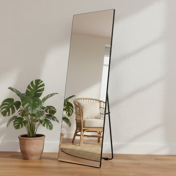 Kadyn 58*18" Rectangle Full-Length Mirror with Black Framed Standing Mirror for Bedroom, Living Room, Dorm, Black