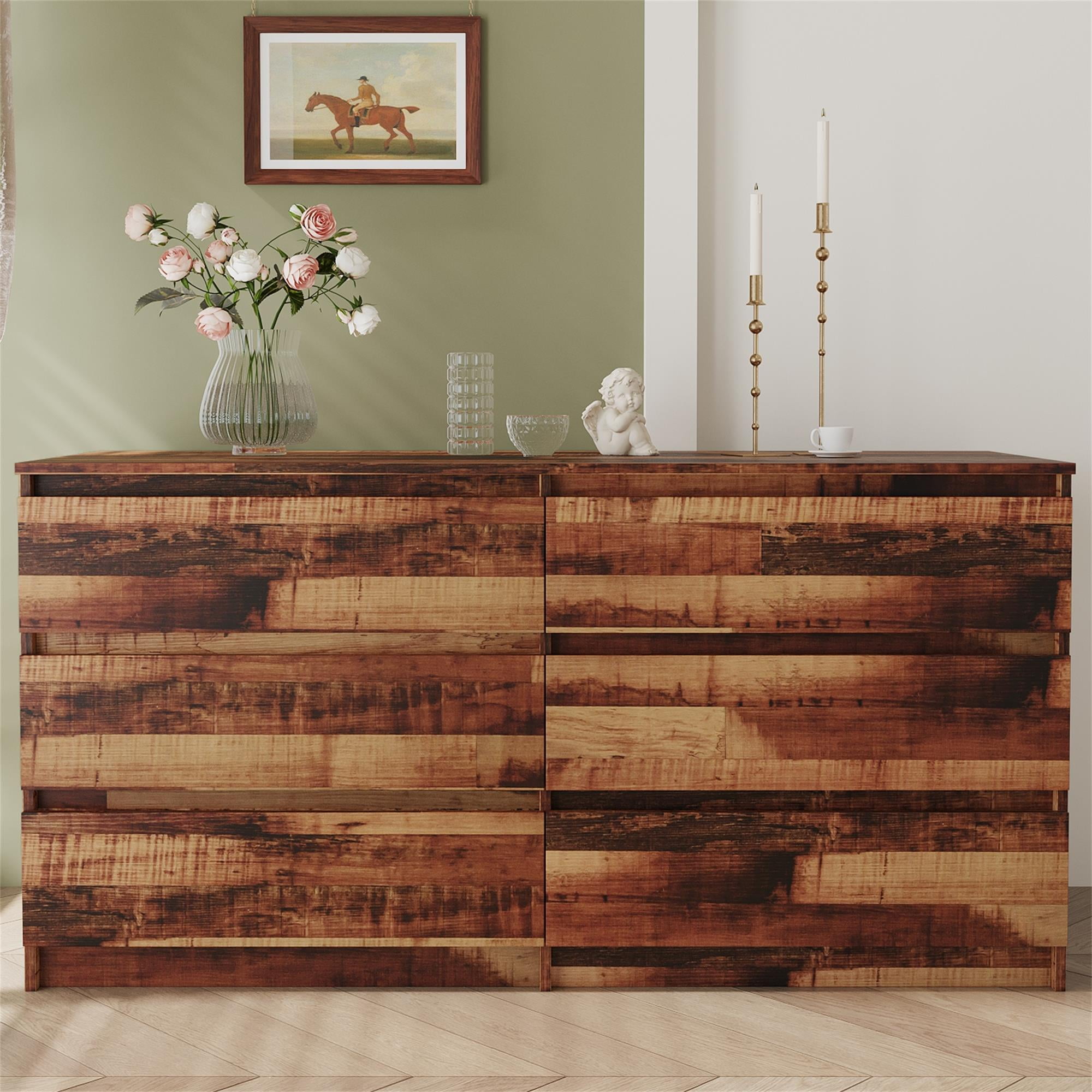Kadyn 6 Drawer Dresser, Walnut Nursery Dresser, Chest of Drawer for Bedroom Kadyn 6 Drawer Dresser, Walnut Nursery Dresser, Chest of Drawer for Bedroom