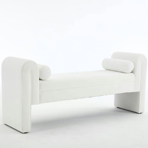 Kadyn 60-Inch Oversized Storage Bench, Spacious Comfort Upholstered Bench for Home Bedroom Living Room, Multi-Functional Storage Ottoman for Activity Rooms, Elegant White Finish