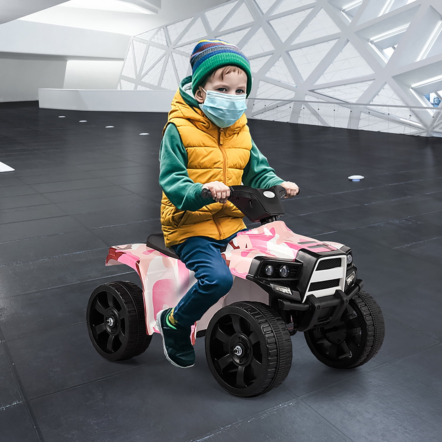 Kadyn 6V Electric Kids Toy, Kids Electric Quad Ride On Car Toy for Girls Boy, Pink&black Electric Vehicle