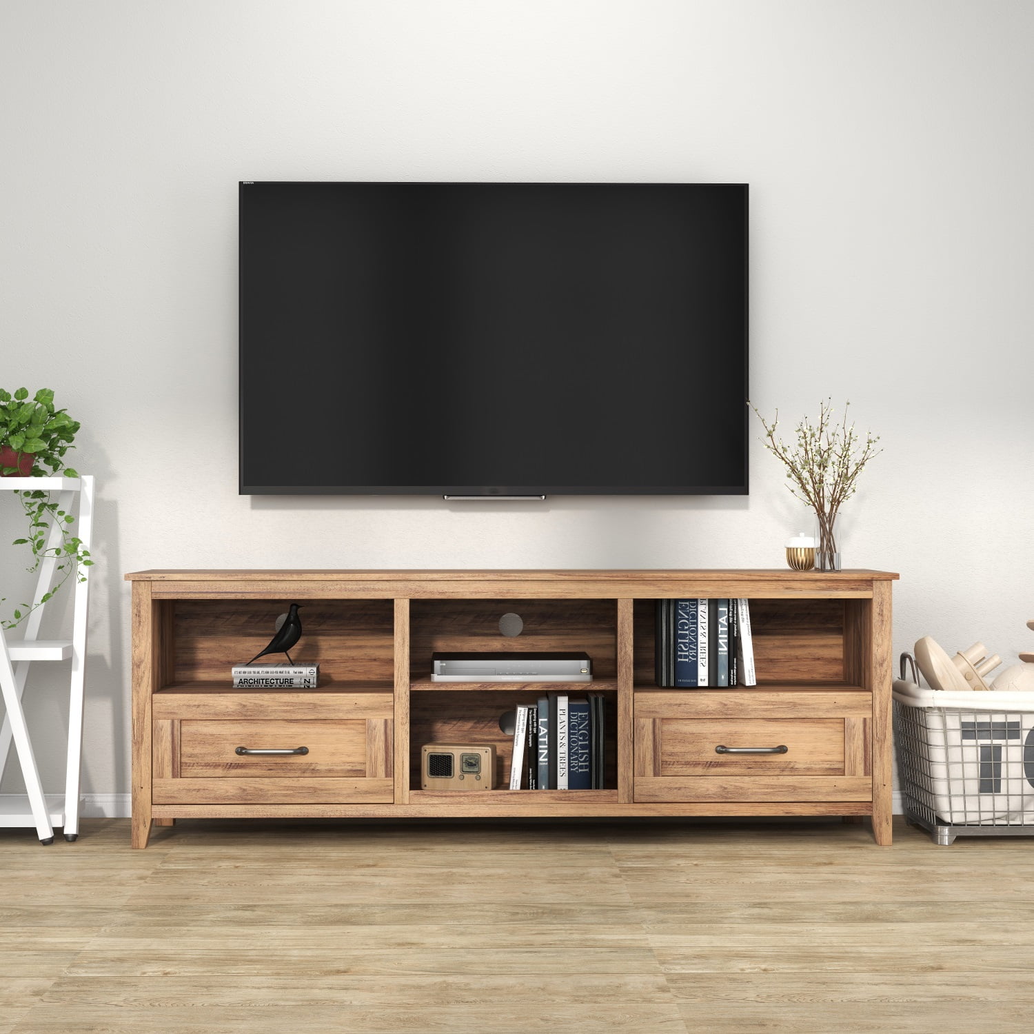 Kadyn 70.08 Inch Length TV Stand, Particle Board TV Console with 2 Drawers and 4 High-Capacity Storage Compartment, Light Brown TV Stand for TVs up to 60" Kadyn 70.08 Inch Length TV Stand, Particle Board TV Console with 2 Drawers and 4 High-Capacity Storage Compartment, Light Brown TV Stand for TVs up to 60"