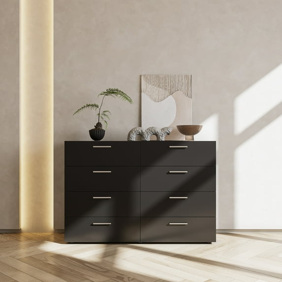 Kadyn 8 Drawer Bedroom Dresser with 4 Tiers, Wooden Chest of Drawers with Handles, Table Sideboard, Furniture Storage Tower Cabinet
