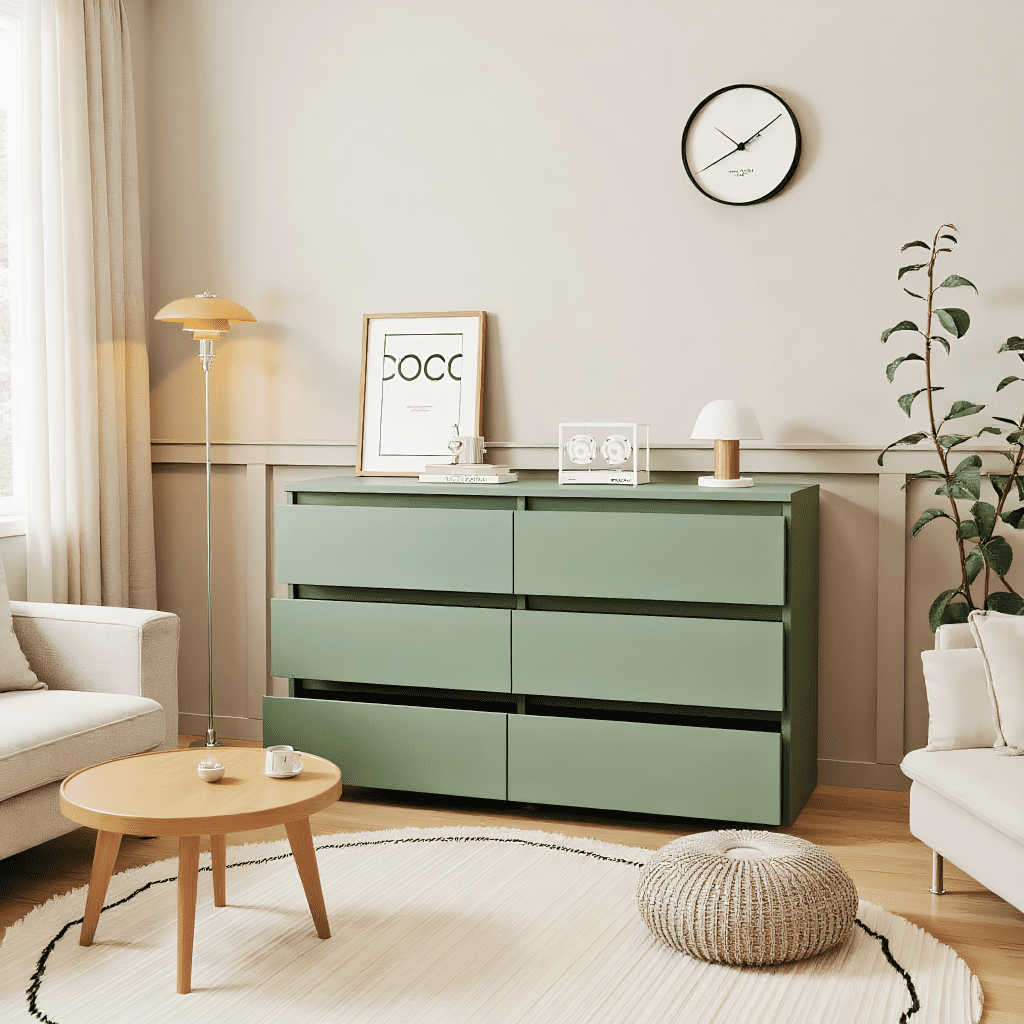 Kadyn 6 Drawer Bedroom Dresser, Chest of Drawers for Bedroom,Dressers with Handleless Design, Green