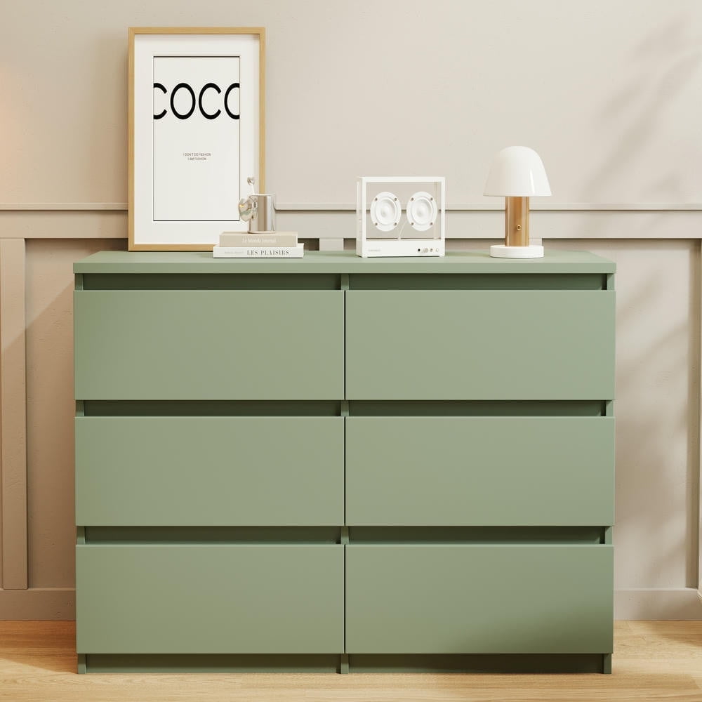 Kadyn 6 Drawer Bedroom Dresser, Chest of Drawers for Bedroom,Dressers with Handleless Design, Green Kadyn 6 Drawer Bedroom Dresser, Chest of Drawers for Bedroom,Dressers with Handleless Design, Green
