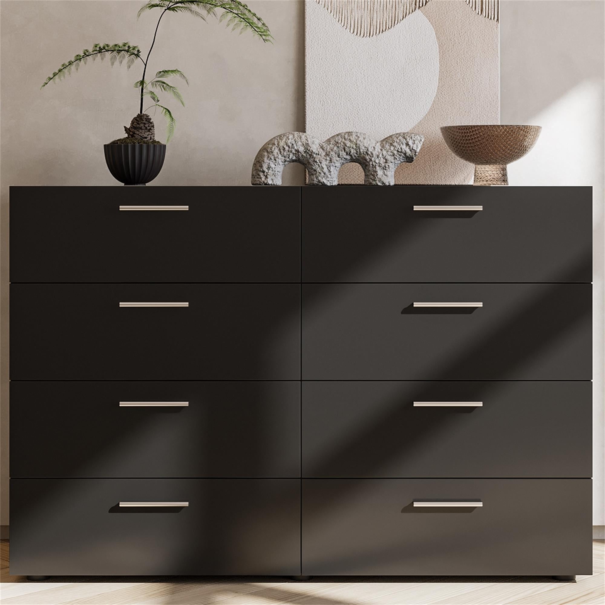 Kadyn 8 Drawer Double Dresser, Wide Storage Cabinet for Living Room Home, Nursery Dresser for Bedroom, Chest Of Drawers, Black Kadyn 8 Drawer Double Dresser, Wide Storage Cabinet for Living Room Home, Nursery Dresser for Bedroom, Chest Of Drawers, Black