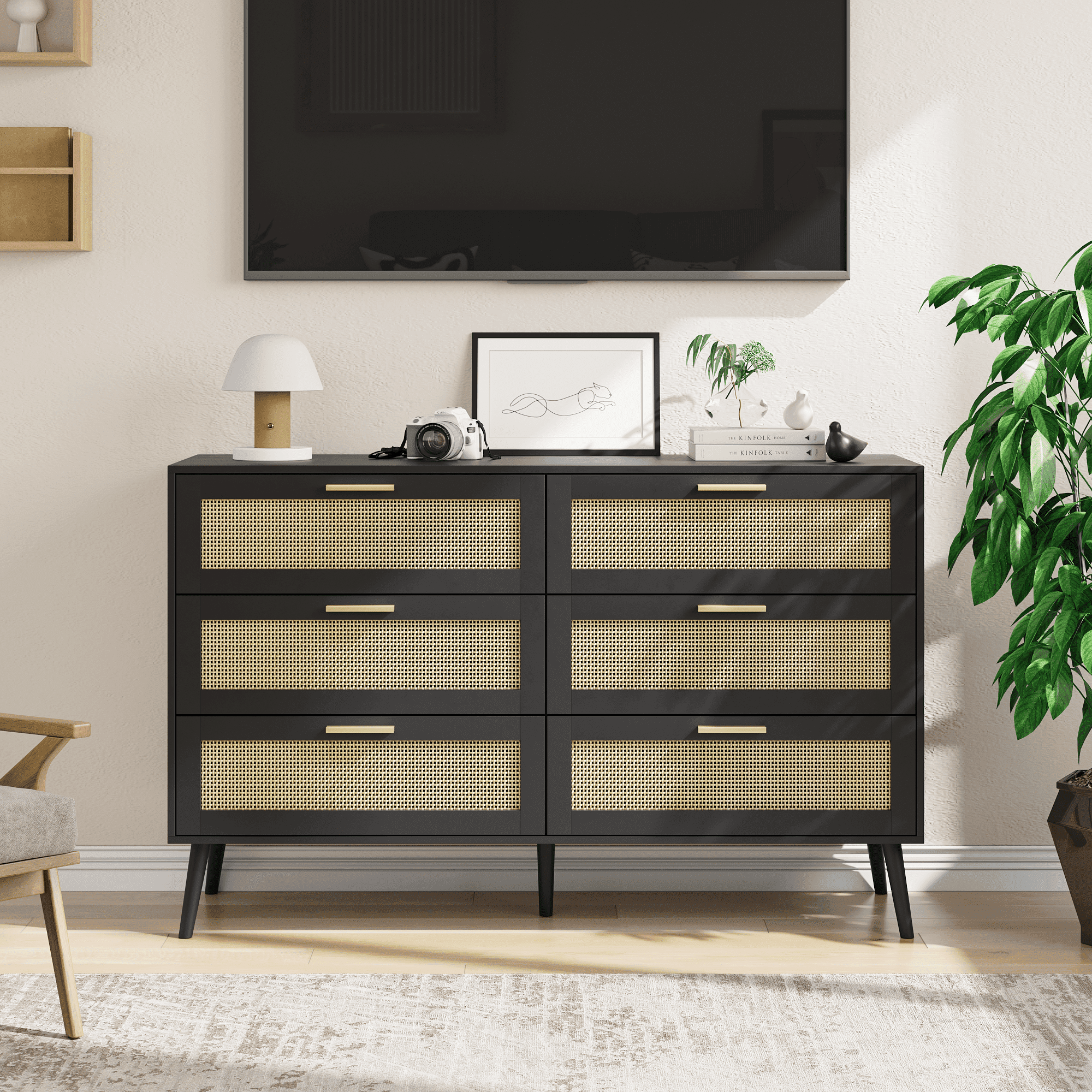 Kadyn 6 Drawers Dresser Cabinet, Rattan Storage Cabinet for Living Room, Dressers & Chests of Drawers for Hallways Kadyn 6 Drawers Dresser Cabinet, Rattan Storage Cabinet for Living Room, Dressers & Chests of Drawers for Hallways