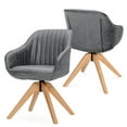 thumbnail image 1 of Kadyn Accent Chair, Club Chairs, Wingback Chairs,Reading Lounge Chair,Modern Leathaire Set of 2 Swivel Accent Chair with Beech Wood Legs-Gray, 1 of 7