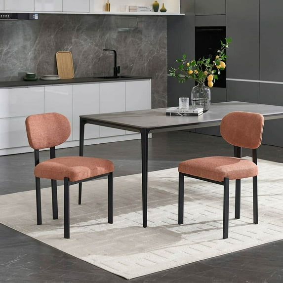 Kadyn Accent Chair, Dining Chairs,Dining Seating,Modern Dining Room Chairs Set of 2, Mid-Century Upholstered Boucle Kitchen Dining Chairs, Red
