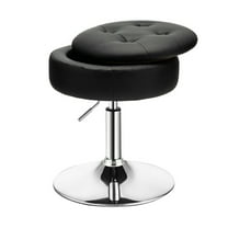 Kadyn Adjustable 360° Swivel Storage Vanity Stool with Removable Tray-Black