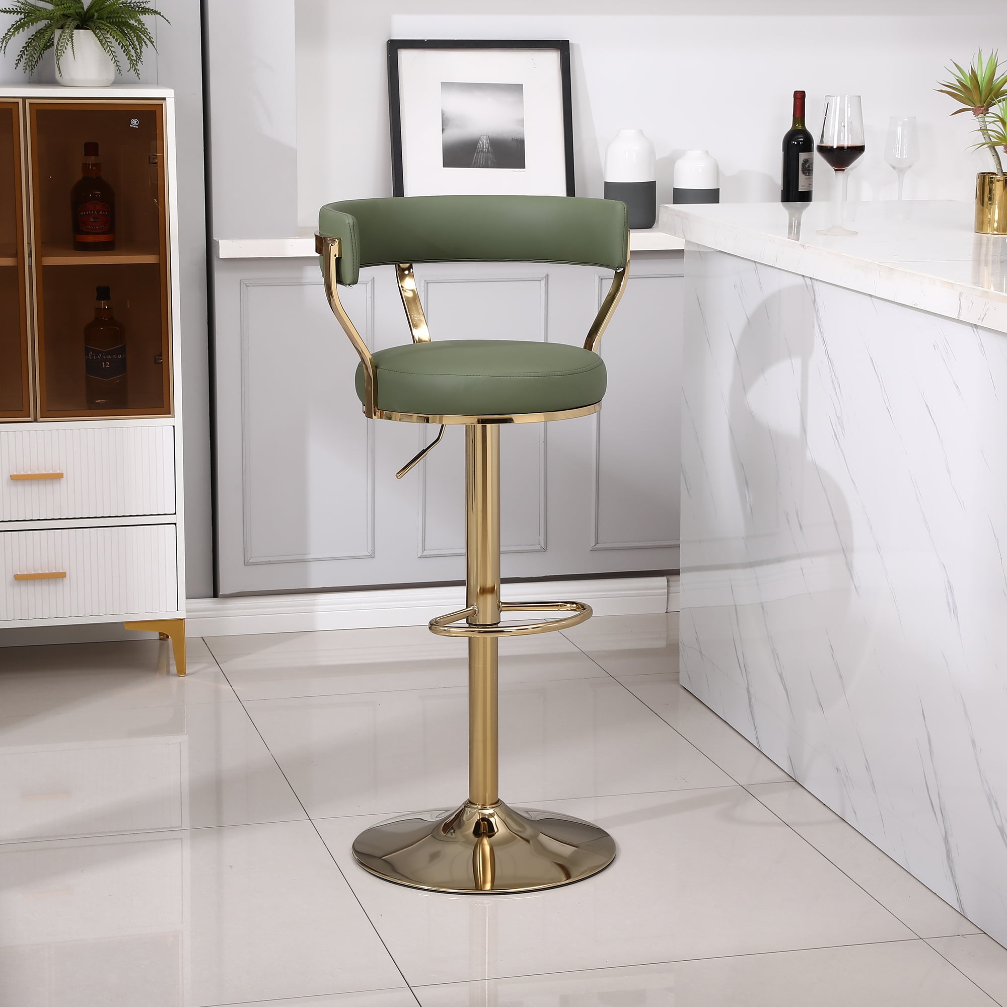 Kadyn Adjustable Counter Height Swivel Barstools with Back and Footrest for Home, Avocado, 1PCS Kadyn Adjustable Counter Height Swivel Barstools with Back and Footrest for Home, Avocado, 1PCS