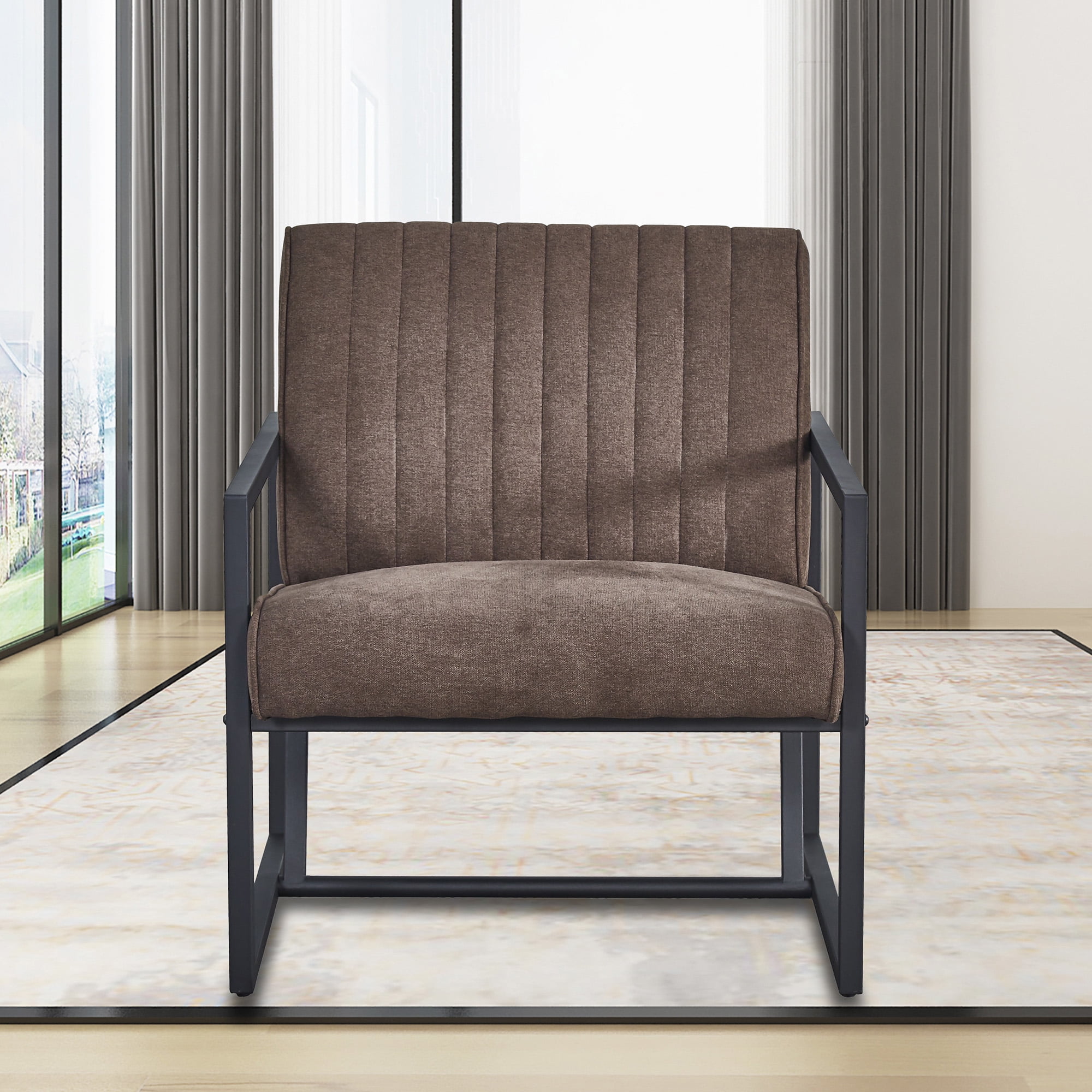 Kadyn Arm Chair, Single Sofa Chairs for Bedroom, Fabric Armchair for Living Room, Brown