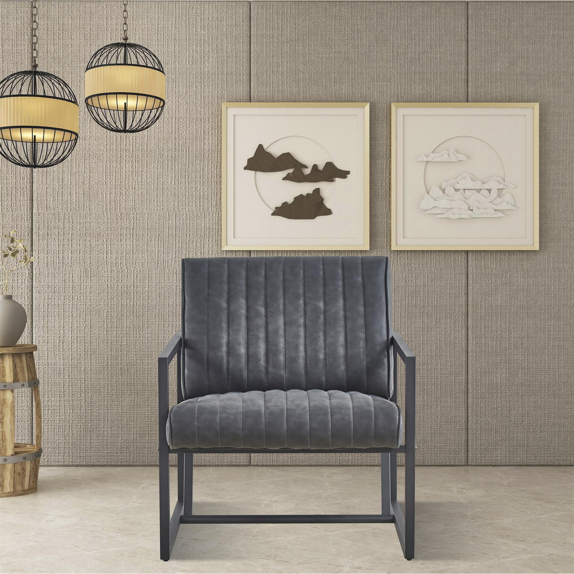 Kadyn Arm Chair, Single Sofa Chairs for Bedroom, Fabric Armchair for Living Room, Dark Grey