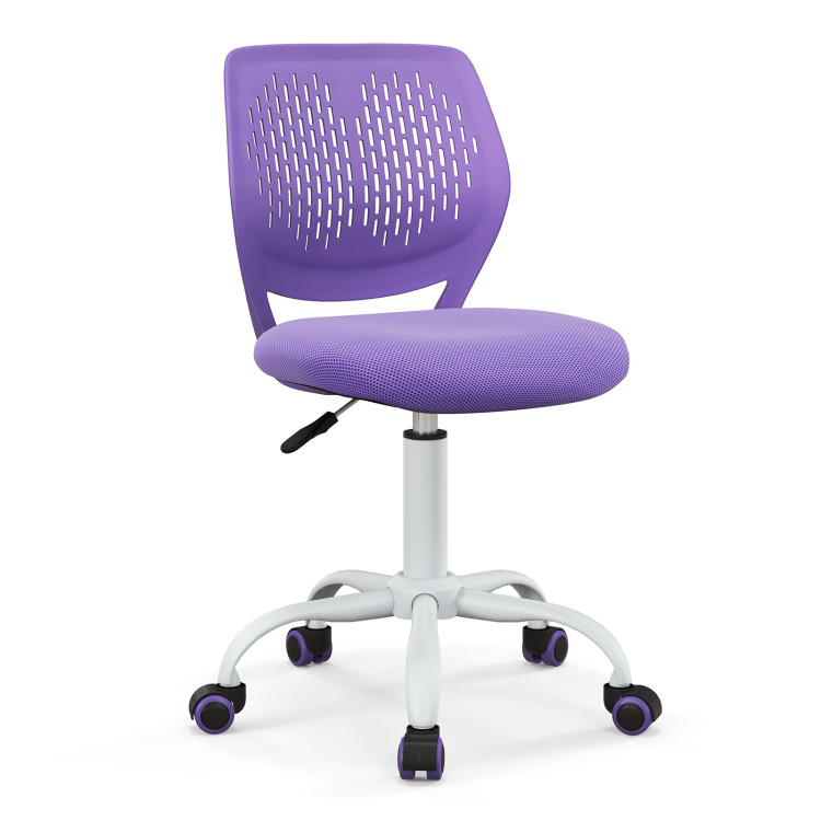 Kadyn Armless Home Office Chair Ergonomic Desk with Comfy Low Back Lumbar Support, Height Adjustable Computer Task Chair, Purple