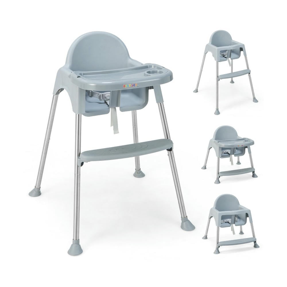 Kadyn Baby Highchair, High Chairs,Toddler Chair, 4 in 1 Convertible Kids Dining High Chair with Adjustable Removable Tray, Gray