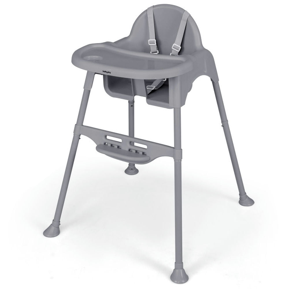 Kadyn Baby Highchair, High Chairs,Toddler Chair, 4 in 1 Convertible Kids Dining High Chair with Adjustable Removable Tray and Footrest-Gray