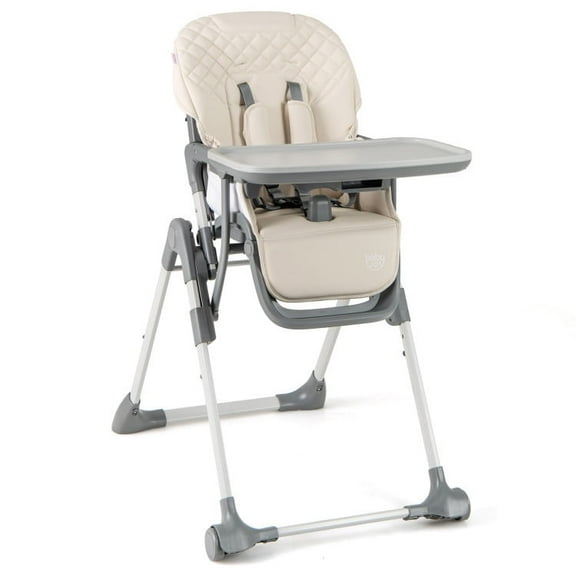 Kadyn Baby Highchair, High Chairs,Toddler Chair, Foldable High Chair with Footrest and Detachable Tray-Beige