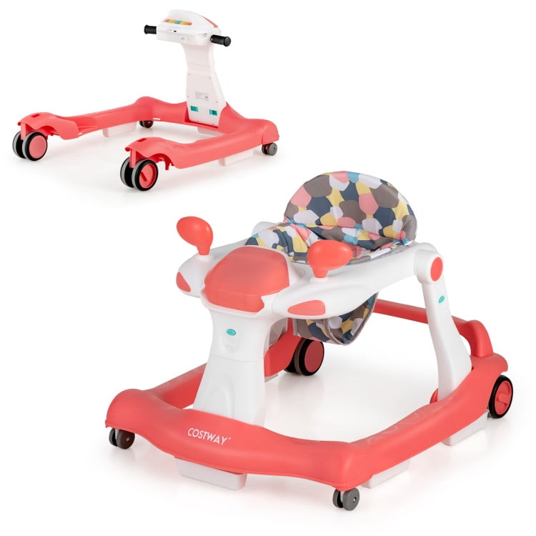 Kadyn Baby Learning Walker, Baby Walker, Baby Activity Walker,2-in-1 Foldable Activity Push Walker with Adjustable Height-Orange