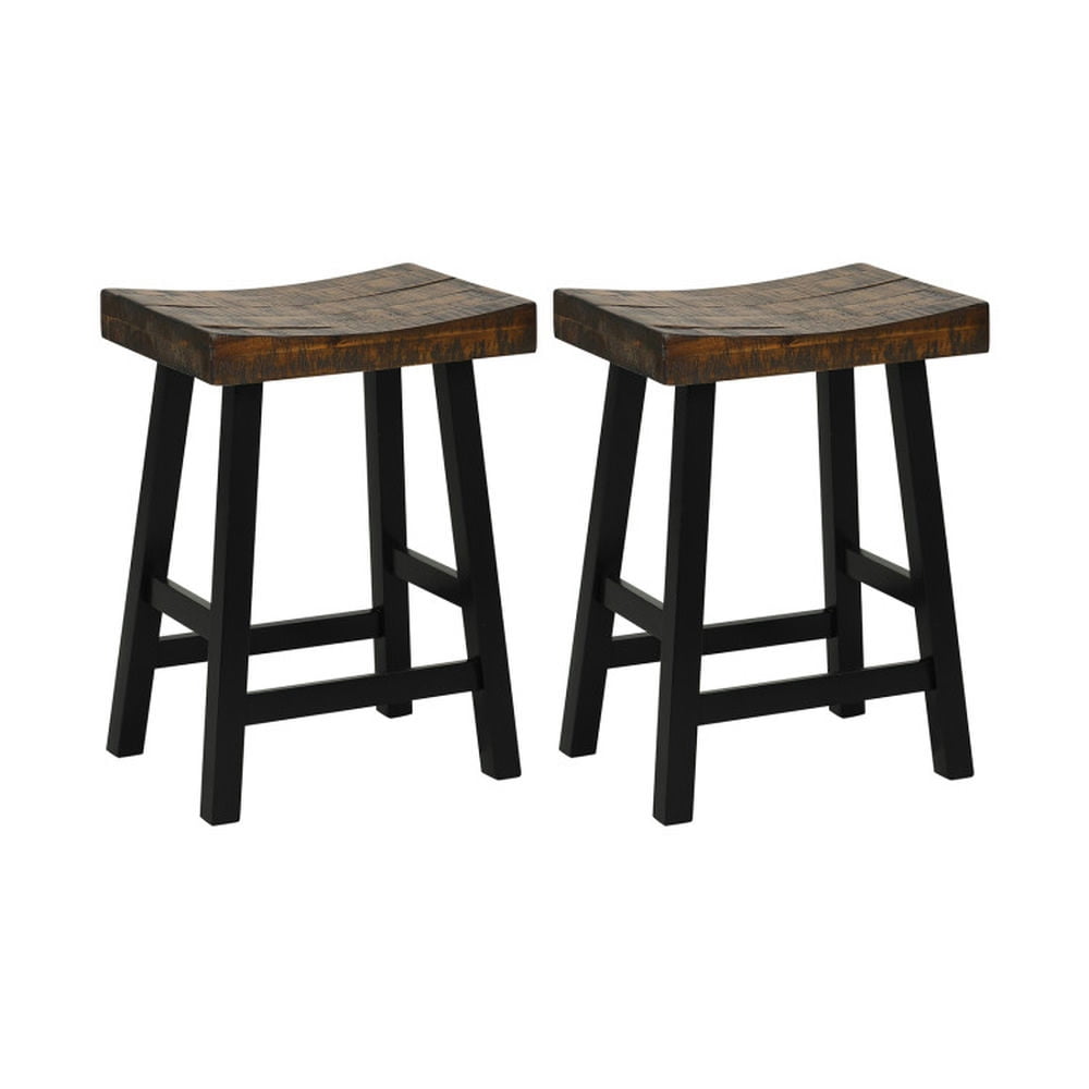 Kadyn Bar Stools, Barstools, Counter Stools, Island Stools, Bar Chairs,24 Inch Solid Wood Saddle-Seat with Curved Seat Surface and Comfortable Footrests-24 inches